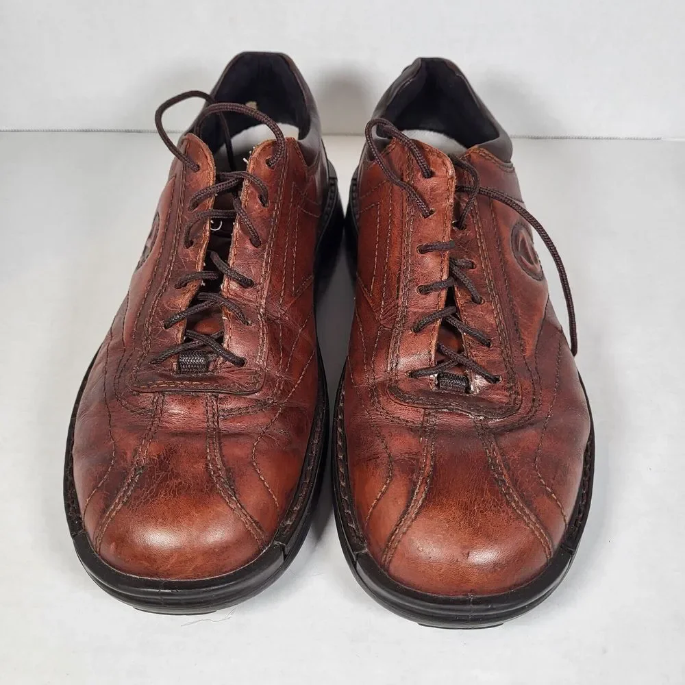 Ecco Men's 43 9/9.5 Light Shock Point Brown Leather Oxford Dress Shoes‎